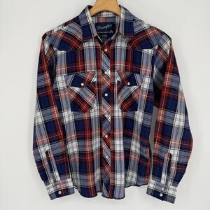 Wrangler Vintage Boys XL 14/16 Plaid‎ Long Sleeve Western Pearl Snap Shirt